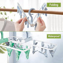 Clothes Drying Hanger with 12 Clips, 2 Pack Folding Portable Hanging Drying Rack,Drip Foldable Hanging Rack, 360° Rotatable Hook for Drying Towels Bras Baby Clothes Gloves Plastic(Blue&Green) by TinyTreasures Baby Boutique