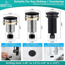 BESTILL Garbage Disposal Sink Top Air Switch Kit with Single Outlet, Matte Black 3.6" Long Push Button with Brass Cover, UL Listed, Compatible with all Garbage Disposals by CozyNest Decor