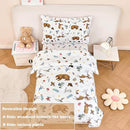 PERFEMET 4-Piece Toddler Bedding Set-Reversible Woodland Animal Toddler Bed Sets for Boys Girls-Soft Lightweight Cartoon Bear Deer Print Toddler Bed Comforter with Sheets for All Season by TinyTreasures Baby Boutique