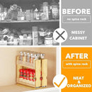 SpaceAid Bamboo Pull Out Spice Rack Organizer for Cabinet, Heavy Duty Slide Out Seasoning Kitchen Pantry Sliding Vertical Organization, 5.1" Wide, 2 Drawers(2" Wide), 2-Tier, Natural by CozyNest Decor