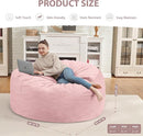 3FT Bean Bag Chair, Comfy Bean Bag Chairs with Memory Foam Filled, Fluffy Beanbag Sofa with Dutch Velvet Cover, Round BeanBag Chairs for Living Room, Playroom - Light Pink by TinyTreasures Baby Boutique