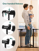 BABELIO 36" Tall Baby Gate, 29-48" Auto-Close & Pressure Mounted, Black Steel Dog Gate for Stairs & Doorways by TinyTreasures Baby Boutique
