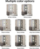 Wall Room Divider, Storage Cabinet Storage Display with Shelves, Modern Freestanding Wood Room Divider Screen, Wall Privacy Screens for Home Decorative (Grey Oak+Black,55" L x 9.5" W x 79.5" H) by CozyNest Decor