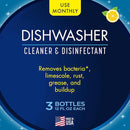Glisten Dishwasher Cleaner, Removes Limescale, Rust, Buildup, and Grease, Lemon Scent, Made in the USA, 12 Ounce Bottle, 3-Pack by TinyTreasures Baby Boutique