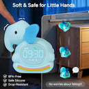 Alarm Clock for Kids with Night Light, Sleep Training Clock Time to Wake Clock, Rechargeable Silicone Light for Bedroom, Perfect Sleep Companion for Boys Girls，Blue Elephant by TinyTreasures Baby Boutique