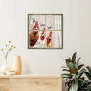 Visual Art Decor Funny Rooster Wall Art Chicken Picture Rustic Farmhouse Front Door Welcome Sign Framed 12x12 inch, Rustic Brown by CozyNest Decor