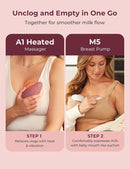 Momcozy M5 Breast Pump & A1 Lactation Massager Combo -Wearable Breast Pump with Double-Sealed Flange (3 Modes/9 Levels) + 2-in-1 Lactation Massager (Heat & Vibration) for Clogged Ducts & Milk Flow by TinyTreasures Baby Boutique