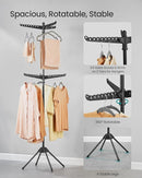 SONGMICS 2-Tier Clothes Drying Rack, 75.2-Inch Folding Laundry Drying Rack with 6 Rotatable Arms for Hangers, Stainless Steel, for 54 Pieces of Clothes, Black ULLR514B01 by TinyTreasures Baby Boutique