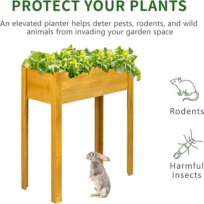 Premium Fir Wooden Raised Garden Bed with Four Legs for Backyard and Balcony Gardening,Suitable for Indoor and Outdoor use,33.07''×15.75''×38.58'', photo 6 of 6