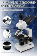 40X-5000X Compound trinocular Microscopes trinocular for Adults,Display Screen, Microscope Accessories, Microscopes for School Laboratory Home Education Abbe Condenser by TinyTreasures Baby Boutique
