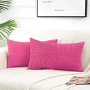 Fancy Homi 2 Packs Hot Pink Long Lumbar Decorative Throw Pillow Covers 12x24 Inch for Couch Bed Sofa, Rustic Farmhouse Boho Home Decor, Soft Striped Corduroy Rectangle Accent Cushion Case 30x60 cm by CozyNest Decor
