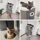 4-Level Cat House for Indoor Cats,Covered Cat Beds and Furniture with Scratch Pad,Hideaway Cave &Cushions,Modern Cat Tower Condo for Multi Small Pet and Large Cats Navy Blue by CozyNest Decor