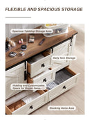 T4TREAM Farmhouse Dresser for Bedroom w/4 Drawers & Sliding Barn Doors, 48'' Wide Chest of Drawers, Rustic Dresser TV Stand w/Shelf, Organizer for Bedroom, Living Room, Entryway, Antique White by TinyTreasures Baby Boutique