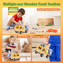 Aliex 38PCS Kids Wooden Truck Tool Set with Toy Drill for Toddlers Ages 3 4 5 6,Montessori STEM Educational Learning Construction Workbench Pretend Play Tool Kit,Birthday Sensory Gift for Boys Girls by TinyTreasures Baby Boutique