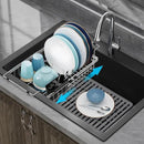 GSlife Expandable Dish Drying Rack - Stainless Steel Capacity Adjustable Over The Sink Rack (10.8''-17.9'') with Sink Mat, Dish Drainer for Kitchen Sink Counter with Utensil Holder, Silver by CozyNest Decor