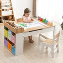 Kids Art Table and Chair - Toddler Craft Table and Chairs Set with 2 Chair & Bins, Kids Activity Desk with Paper Roll for Playrooms & Classroom, 44" L x 24" W, Natural by CozyNest Decor