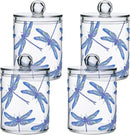 2 Pack Qtip Holder Organizer Dispenser Dragonflies Bathroom Storage Canister Cotton Ball Holder Container for Cotton Swabs/Pads/Floss by CozyNest Decor