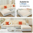 Chaise Cushion Cover for Sectional Sofa, Softer Chenille Sofa Cover for L Shaped Couch (Left or Right Facing), Stretch Chaise Couch Slipcover (Only 1 Piece, Beige) by CozyNest Decor