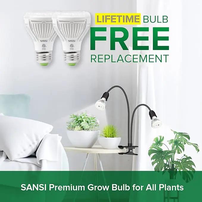 SANSI LED Grow Lights for Indoor Plants, Lifetime Free Bulb Replacement, 300W Full Spectrum Dual Gooseneck Clip Plant Grow Light, Plant Light with Timer 4/8/12 Hrs, High PPFD Growing Power Grow Lamp, photo 4 of 9