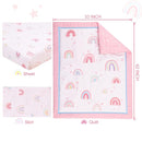 UOMNY Crib Bedding Set for Girls 3 Piece with Comforter Sheet Toddler Pillowcase Baby Bedding Sets Pink Rainbow by TinyTreasures Baby Boutique
