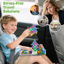 Magnetic Tiles Travel Toys for Kids 4-8, 42PCS Candy Color STEM Building Blocks with Visual Storage Guide & Metal Case, Airplane Activities & Toddler Travel Essentials Ages 3-5 by TinyTreasures Baby Boutique