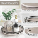 10" Oak Bathroom Vanity Tray Turntable for Perfume Candle, Round Wooden Decorative Tray for Kitchen Sink Countertop Organizer, Bathroom Counter Organizer for Skincare Makeup, Rustic White by CozyNest Decor