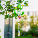 Stained Glass Metal Frog Suncatcher Crystals for Window Ornament - 17" Outdoor Fence Wall Art Decor, Rainbow Maker Hanging for Garden Yard Living Room Bedroom Patio Balcony by GreenHaven Gardens