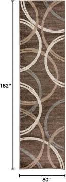 Rugshop Modern Wavy Circles Design Runner Rug 2'7" x 6' Brown by TinyTreasures Baby Boutique