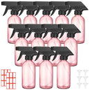 Norme 12 Pcs 8 oz Glass Spray Bottles with Funnels and Labels Refillable Cosmetic Empty Spray Bottles with Sprayer Containers for Essential Oil Cleaning Solutions(Pink,Classic) by GreenHaven Gardens