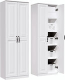 Storage Cabinet/Pantry cabinets, Soft White Finish, 71" Tall Wood Cupboard with 2 Door and 3 Adjustable Shelves for Kitchen, Dining Room, Living Room, Bathroom (Style 1) by CozyNest Decor