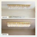 10 Lights Gold Flush Mount Rectangle Chandelier, Modern K9 Crystal Chandeliers Light Fixture Rectangular Raindrop Chandelier Pendant Island Light for Living Dining Room Kitchen Bar L47 Inch by CozyNest Decor