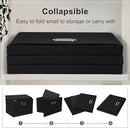 Large 17" 36 Quart Collapsible Stackable Storage Bins with Lids, 1 Pack Black Foldable Fabric Closet Storage Boxes with Lids, 4 Handles Heavy-duty Linen Cube Baskets for Bedroom by TinyTreasures Baby Boutique