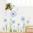 Dandelion Flower Butterfly Wall Decals Blue Dandelion Plants Floral Wall Stickers Peel and Stick Vinyl Wall Art Decor for Living Room Bedroom Office TV Sofa Backdrop Home Decor Gifts for Mom by CozyNest Decor