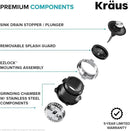 KRAUS WasteGuard 1/3 HP Ultra-Quiet Garbage Disposal with Quick Connect, Kitchen Sink Drain Cover, Power Cord and Flange Included, KWD100-33MBL by CozyNest Decor