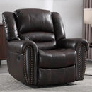 CANMOV Leather Recliner Chair, Classic and Traditional Manual Recliner Chair with Comfortable Arms and Back Single Sofa for Living Room, Dark Brown by CozyNest Decor