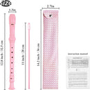 Recorder Instrument for Beginner Adults,8-Hole Soprano Descant Recorder Music Flute with with Cleaning Rod & Leather Case For Home Entertainment(2-Flash Woven Pink2) by TinyTreasures Baby Boutique