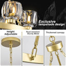 Gold Wagon Wheel Chandelier, 24 Inch Brass Chandeliers with Unique Glass Shade, 6-Light Crystal Farmhouse Wagon Wheel Chandeliers for Dining Room, Round Chandelier for Living Room, Foyer, Entryway by CozyNest Decor