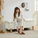 Storage Ottoman Bench for Bedroom Small Spaces 48.6 Inch with Hinged Lid Solid Wood Tapered Legs Tufted Upholstered Fabric for Living Room & Bedroom, Beige by CozyNest Decor