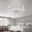 Modern Elegant 10 Lights K9 Crystal Glass Chandelier Silver Pendant Ceiling Lighting European Style for Dining Living Room Bedroom Transparent, 10 E12 Bulbs Required by CozyNest Decor