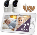7" Split-Screen Baby Monitor with 2 1080P Cameras, 720P HD No WiFi Monitor with a Flexible Bracket, Video Baby Monitor with Camera and Audio, 2 Way Audio, Remote PTZ, Auto Night Vision by TinyTreasures Baby Boutique