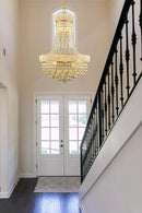 10 - Light Unique Empire Crystal Chandelier for Foyer Entryway Living Room Dining Room Bedroom Hallway Gold Finish by CozyNest Decor
