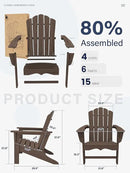 KINGYES HDPE Adirondack Chair, Classic All-Weather Adirondack Chair, Brown by GreenHaven Gardens