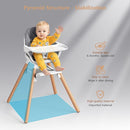 Baby High Chair, Highchair for Baby & Toddler, Easy Clean Infant Highchair, 6 in 1 Feeding High Chair with Removable Double Tray and Waterproof PU Cushion, Wooden Legs, Grey by TinyTreasures Baby Boutique