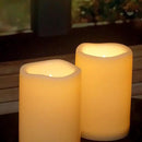 Waterproof Outdoor Flameless Candles with Remote, Set of 2, Large 4” x 6” Battery Operated Electric LED Pillar Candle Set for Home Décor Party Wedding Supplies Garden Christmas Decoration Gift by GreenHaven Gardens