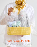 KALLAX Small Woven Basket, 12 x 8 x 4.5 Inches, Storage Basket for Organizing, Cute Small Rope Shelf Closet Cube Storage Bins Baskets for Shelves, Dog Toy Gift Baskets Empty, 3 Pack Yellow by TinyTreasures Baby Boutique