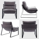 DUOMAY Modern Accent Arm Chair Set of 2, Comfy Linen Lounge Lazy Chair with Metal Leg, Mid-Century Corner Chair for Living Room Bedroom Office Apartment, Grey by CozyNest Decor