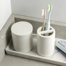 White Toothbrush Holder for Bathrooms – Modern Resin Countertop Organizer with Slots, Compact Toothbrush and Toothpaste Storage for Vanity, Hotel, Airbnb (White) by CozyNest Decor