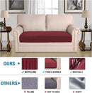 H.VERSAILTEX Super Stretch Individual Seat Cushion Covers Sofa Covers Couch Cushion Covers Slipcover Sets Thick Jacquard Textured Twill Fabric (1 Piece Loveseat Cushion Cover, Burgundy Red) by CozyNest Decor