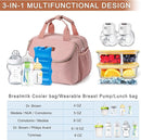Breastmilk Cooler Bag with Ice Pack Fits 6 Baby Bottles up to 9 Ounce, Wearable Breast Pumps Cooler Bag for Nursing Mom Daycare, Work, Travel- Pink by TinyTreasures Baby Boutique