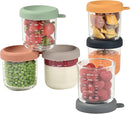 BEABA 6 Pack Glass Baby Food Jars with Soft Silicone Air Tight Lids, 8 oz Glass Storage Containers with Lids, Microwave and Freezer Safe Containers, Sunrise by TinyTreasures Baby Boutique